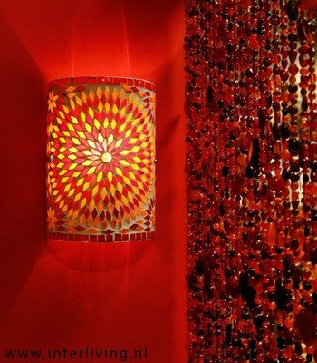 wandlamp mozaïek rood - oranje turkish design