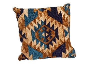 kussen kelim stijl - velvet design - blauw met bruin tinten