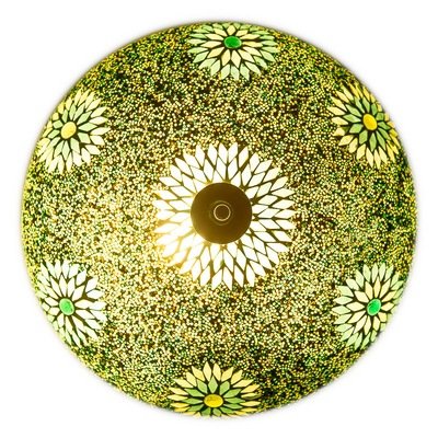 plafonnière mozaïek turks design met kralen - 38 cm- groen