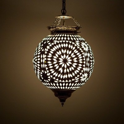 hanglamp art-deco jaren 30 style bol mozaïek met zwart wit design