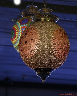 hanglamp bol mozaïek turkish design beads paars / roze