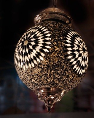 hanglamp bol mozaïek turkish design beads zwart wit