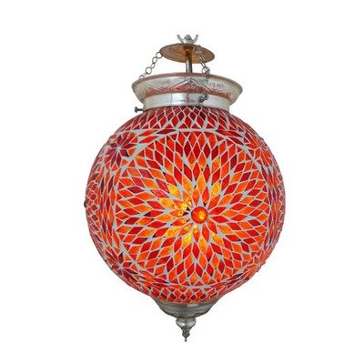 hanglamp bol mozaïek turkish design rood - oranje