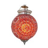 hanglamp bol mozaïek turkish design rood - oranje