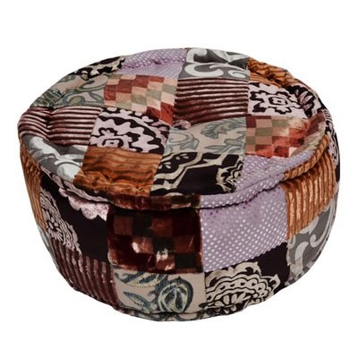 poef patchwork bruintinten - 25 cm