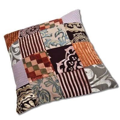 sierkussen multi colour bruintinten - patchwork