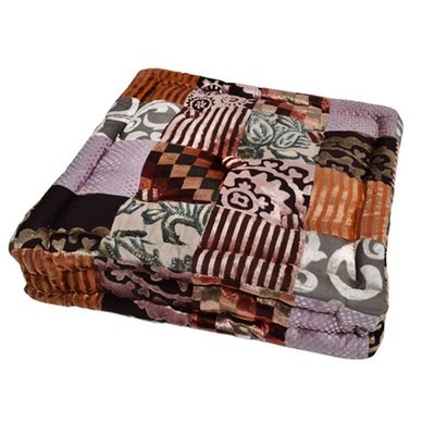 vloerkussen velvet patchwork zacht - bruintinten
