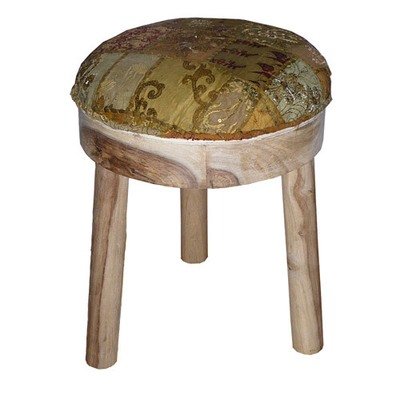 kruk met patchwork bruin / hout sheesam unfinished