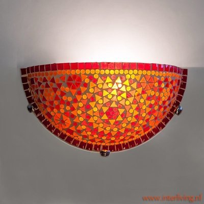 wandlamp glasmozaïek oranje/rood wandlamp glasmozaïek oranje/rood