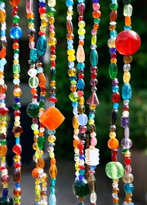 1 losse streng glaskralen multi colour extra lang (230 / 250 / 300 cm)