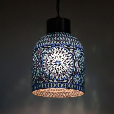 Hanglamp open glasmozaiek turkish design blauw Hanglamp open glasmozaiek turkish design blauw