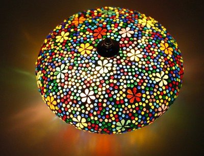 plafonnière mozaïek 25 cm - multi colour flower design - bohemian verlichting plafonnière mozaïek 25 cm - multi colour flower design - bohemian verlichting