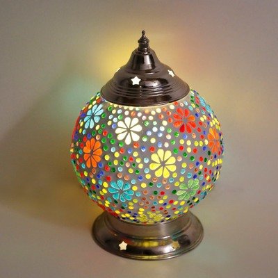 tafellamp bol Ø15 glasmozaïek multi colour flower design