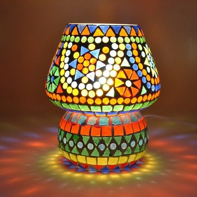 tafellamp paddenstoel mozaïek multi color