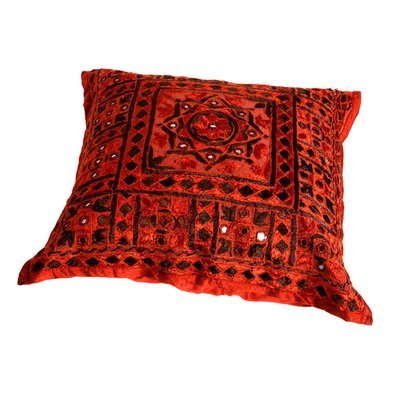 sierkussen met borduurwerk & spiegeltjes maroon