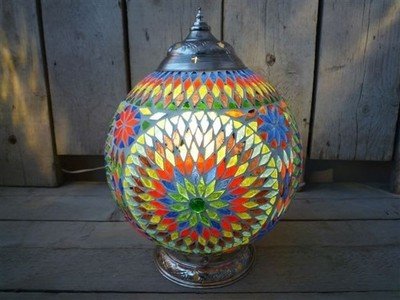 tafellamp bol Ø25 mozaïek multi colour turkish design
