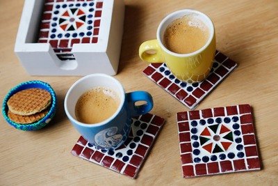 multi colour met rode rand