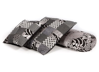 armrol zwart wit - velvet patchwork - 90 x 25 cm