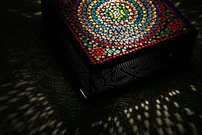 plafonnière filigrain met glasmozaïek 30 cm - multi colour