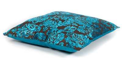 sierkussen blauw lelie - velvet patchwork - 60 cm
