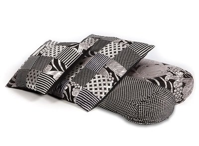 sierkussen zwart wit - patchwork - 60 cm