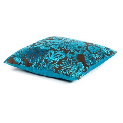 sierkussen blauw lelie velvet patchwork - 45 x 45 cm