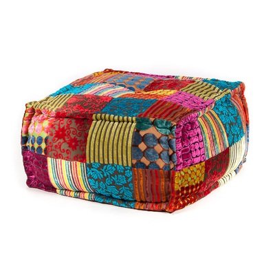 Poef multi colour patchwork 45 x 45 x 25