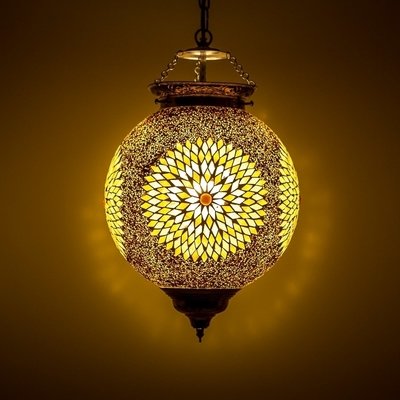 hanglamp bol mozaïek turkish design met kralen bruin beige