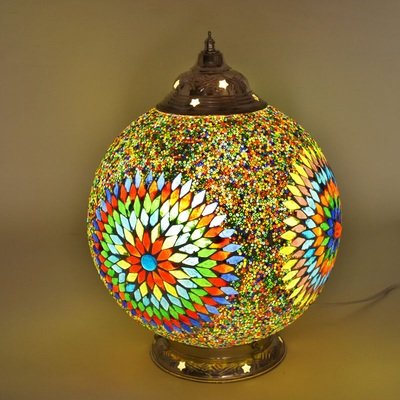 tafellamp bol Ø25 mozaïek multi colour turkish design met kralen tafellamp bol Ø25 mozaïek multi colour turkish design met kralen