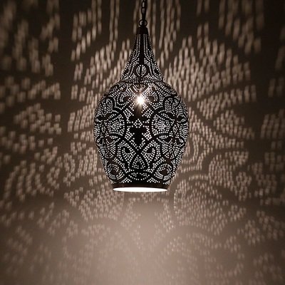 Hanglamp vaas model in filigrain-stijl met vintage zilver look afwerking Hanglamp vaas model in filigrain-stijl met vintage zilver look afwerking