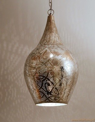 Hanglamp vaas model in filigrain-stijl  met vintage zilver look afwerking