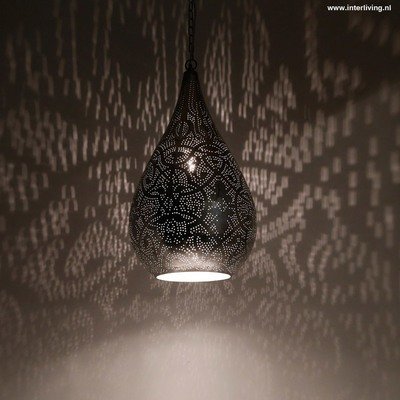 Hanglamp in druppel model filigrain-stijl van zilverkleurig metaal