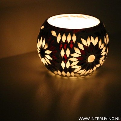 waxinehouder mozaïek - turkish design zwart wit
