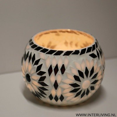 waxinehouder mozaïek - turkish design zwart wit