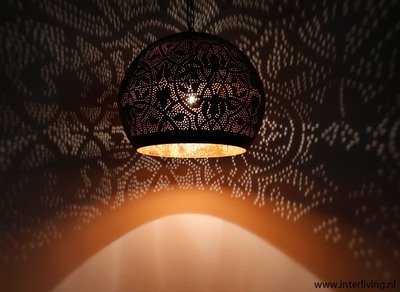 Hanglamp bol filigrain-stijl XL metaal mat zwart finish