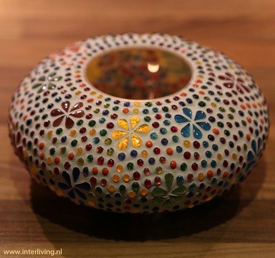 Waxinehouder model ufo multi color flower design - bohemian woonaccessoires