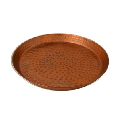 Set: orientaals dienblad koperkleurig met 4 bijpassende filigrain waxinehouders