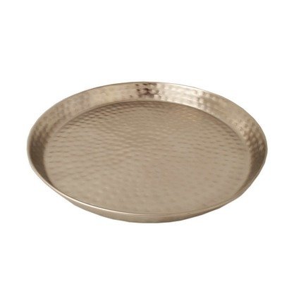 Set: orientaals dienblad zilverkleurig met 4 bijpassende filigrain waxinehouders