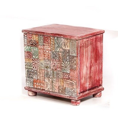 Indiaas (kabinet) kastje van mango hout - red washed - 75*75*45 cm (2 deurs)