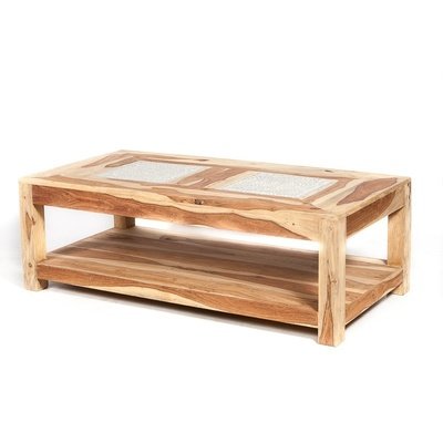 salontafel mozaïek transparant/ hout sheesam unfinished