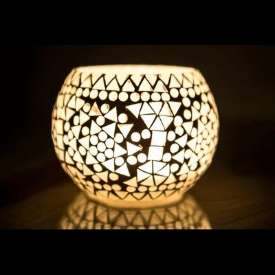 Waxinehouder mozaïek - grote bol 15 cm - transparant
