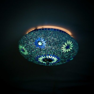 plafonnière mozaïek met kralen -  turks design 25 cm - blauw