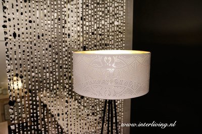 Filigrain lampenkap wit met goud 40 cm