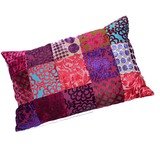 sierkussen rechthoekig in fuchsia tinten - velvet patchwork - 40 * 60 cm