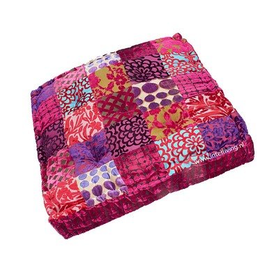 vloerkussen fuchsia roze tinten velvet patchwork / prints van fluweel