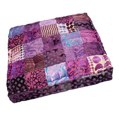 vloerkussen paars tinten velvet patchwork / prints van fluweel