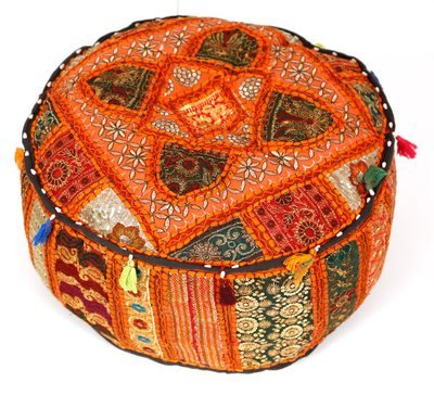poef oranje rond model Ø 50 cm & 25 cm hoog