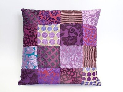 sierkussen fluweel - velvet patchwork in paars tinten - 45 * 45 cm