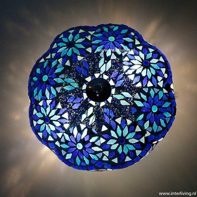 plafonnière mozaïek met kralen - turks design 25 cm - blauw - pompoen model plafonnière mozaïek met kralen - turks design 25 cm - blauw - pompoen model