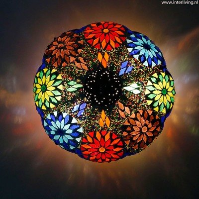 plafonnière mozaïek met kralen 25 cm - multi colour - pompoen model plafonnière mozaïek met kralen 25 cm - multi colour - pompoen model